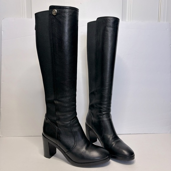 Tory Burch Shoes - Tory Burch Sullivan Black Leather Tall Heeled Boots Stretch 6